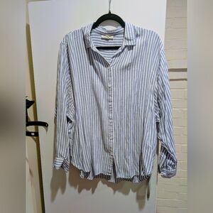 beachlunchlounge Women's Striped Button Down Oversized Shirt